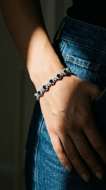 flower diamond sapphire bracelet