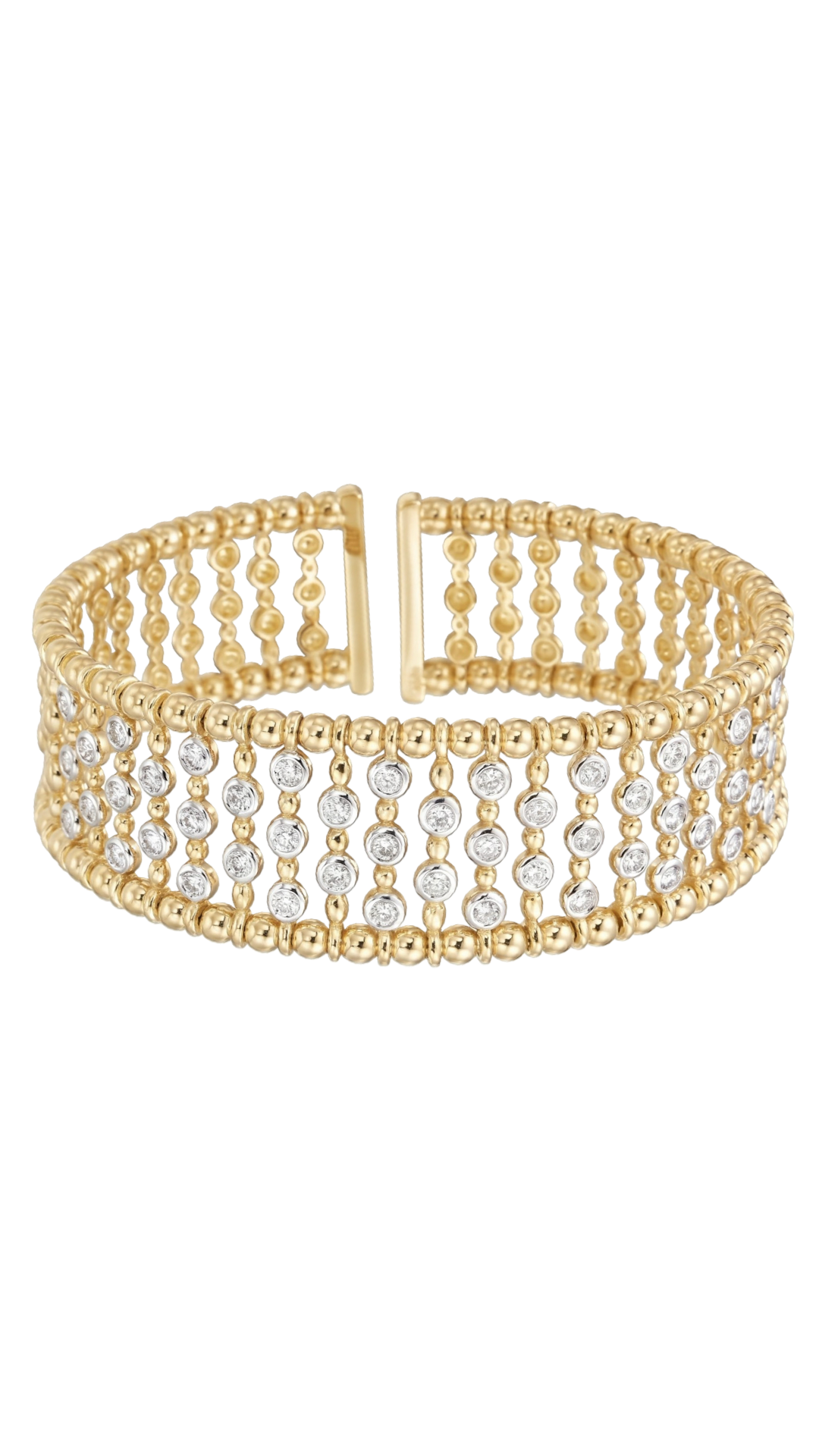 18k Gold Diamond Cuff Bracelet flexible