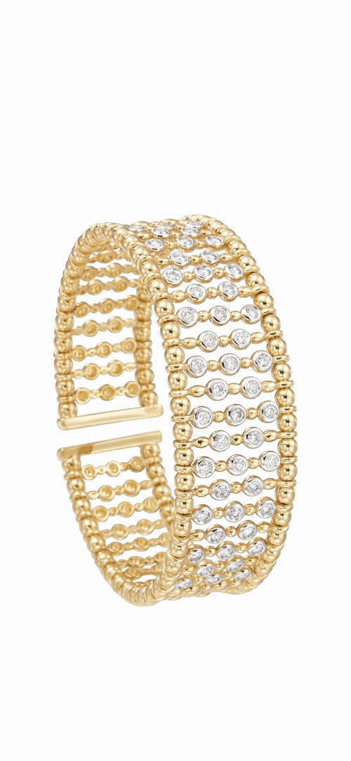 18k Gold Diamond Cuff Bracelet flexible